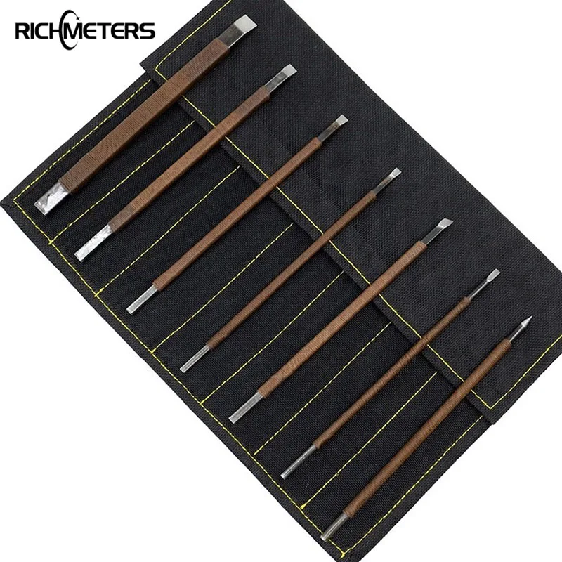 

7 Pcs/set Stone Carving Knife Tool Set Multi-function Manganese Steel Woodworking Graver Hand Tools for Carving Enthusiasts