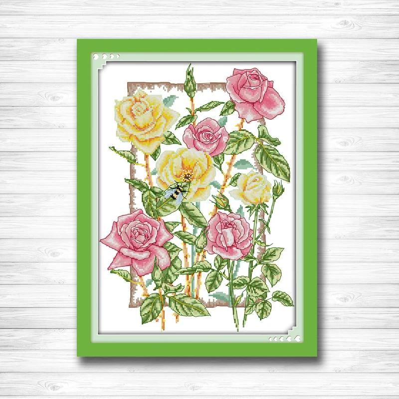 

Beautiful rose flower painting 14CT11CT counted cross stitch kits embroidery set Needlework Set chinese cross stitch Home decor
