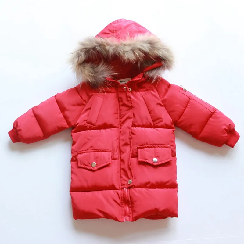 COOTELILI Long Parka Girl Winter Coat For Boys Real Raccoon Fur Hooded Winter Kids Jacket Boys Baby Girl Clothes Winter  (3)