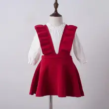 Детские Обувь для девочек Вязание оборками приостановить Платья для женщин, принцесса дети милые осенние Платья-свитеры ; 5 предметов в лоте