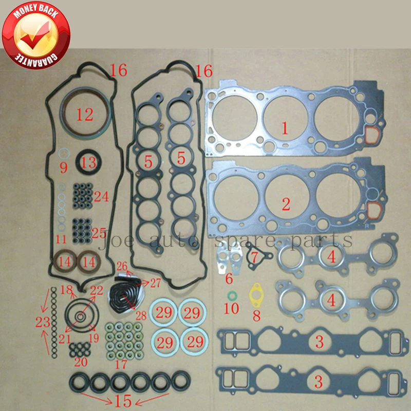 Полный комплект прокладок двигателя 5vz 5vzfe для Toyota Hilux II/land Cruiser/Tundra Pickup 3.4L 3378CC