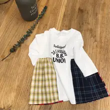 Платье в Корейском стиле с оборками в стиле пэчворк для девочек модные осенние хлопковые платья для девочек от 1 до 7 лет PX353