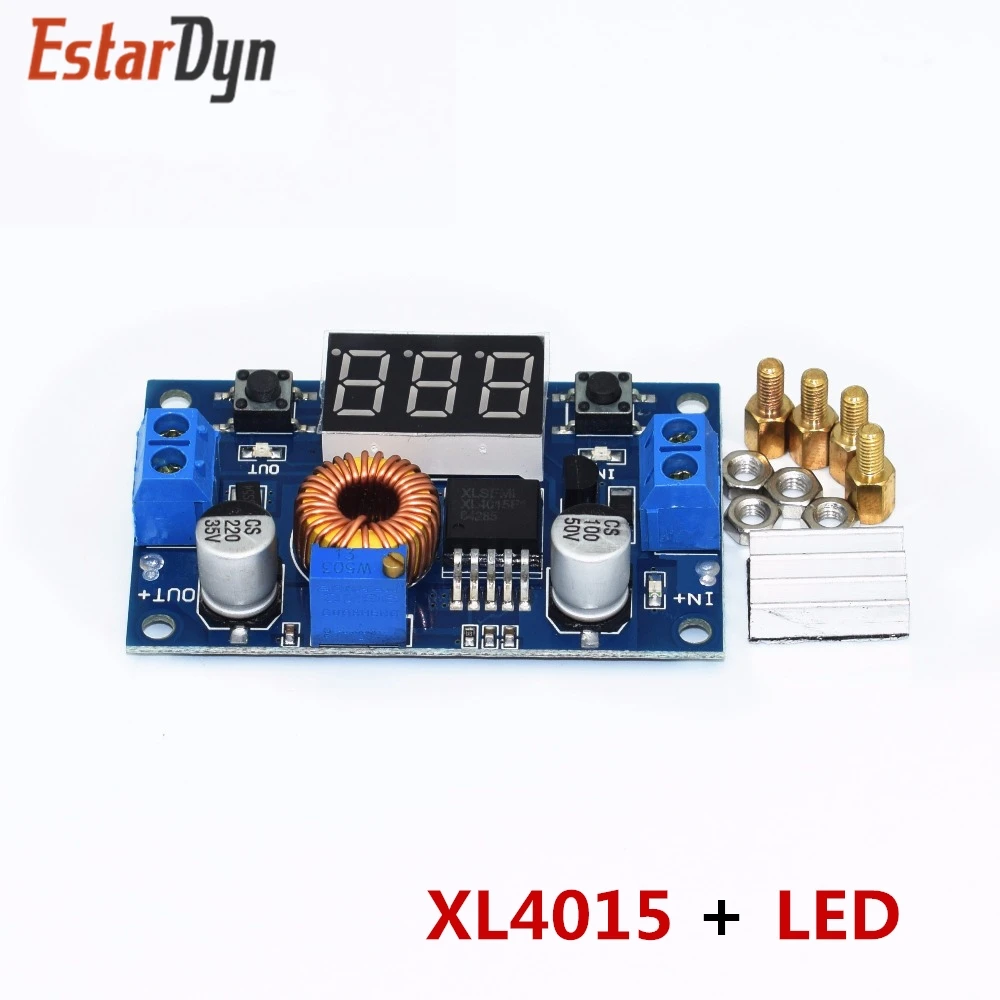 

1pcs XL4015 5A High power 75W DC-DC adjustable step-down module+LED Voltmeter Power supply module