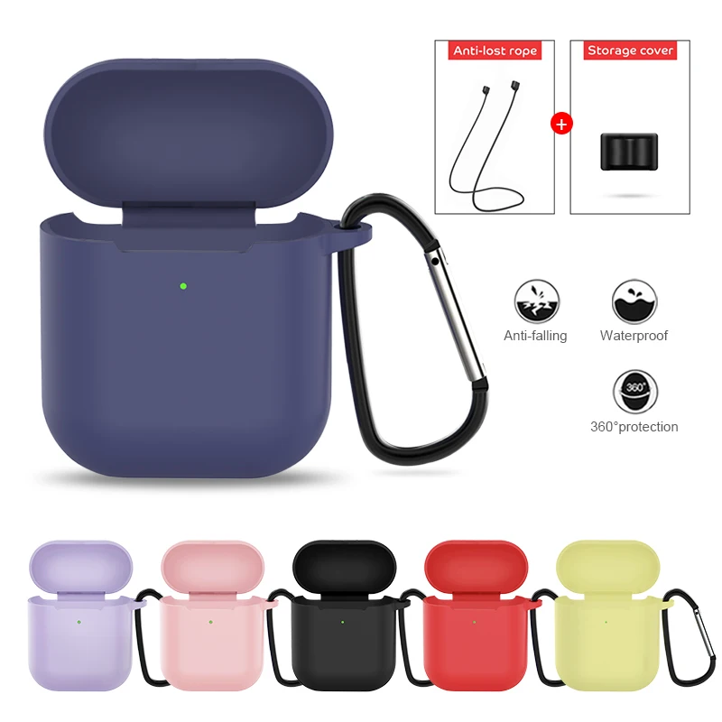 

Earphone Case With Anti-lost Rope Storage Cover For Apple Airpods 2 Shockproof Cases For Airpods 2 Silicone Bags Case