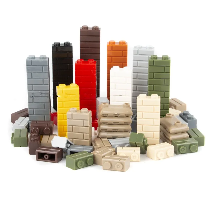 

120Pcs/set Military MOC Wall Brick House Street City Wall Small Building Blocks Accessory DIY Kits Toys For Children