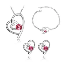 NO MINIMUM ORDER Christmas gift Free shipping Fashion white austrian crystal heart crystal jewelry sets 027
