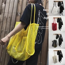 Дизайн модные большие сумки через плечо для покупок женские сетчатые размера плюс пляжная Сетчатая Сумка для шопинга
