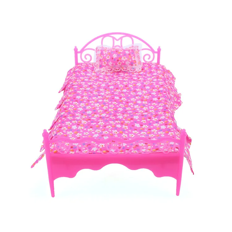 

New Nightgown & Single Bed Dollhouse Furniture & Pillow Bed Sheet For Dolls Children Toys Color Random