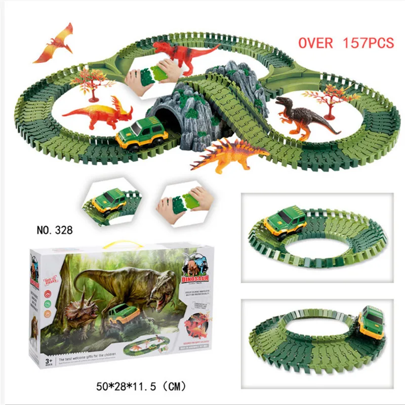 

Dinosaur Truck Cars Toys DIY Assembled Building Blocks Electric Track Racing Railway Diecast Duplo Block Juguetes Sensoriales