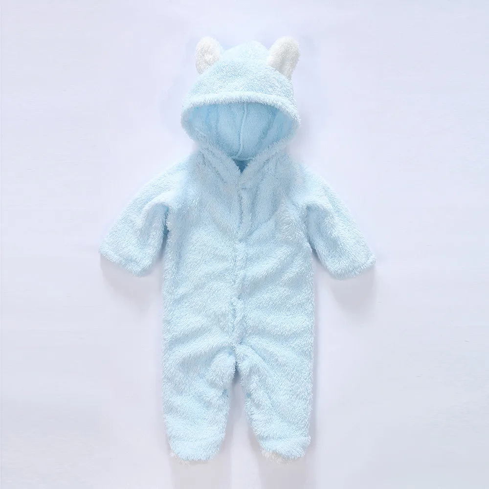 Фланелевая Одежда для маленьких мальчиков; комбинезон с объемными медвежьими ушками; теплые комбинезоны для новорожденных; весенне-осенняя одежда для малышей