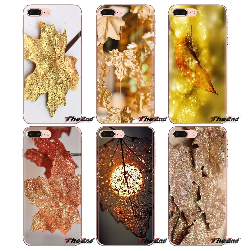 

For Huawei Mate Honor 4C 5C 5X 6X 7 7A 7C 8 9 10 8C 8X 20 Lite Pro Soft Transparent Case Gold Autumn Maple Fall Glitter leaf Art