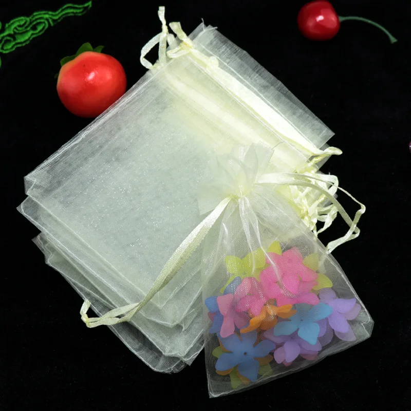 10 шт./лот(9 размеров) органза мешок для подарков, упаковка для ювелирных изделий сумка для украшения свадебной вечеринки сувениры Drawable Подарочный мешок и сумки Baby Shower - Цвет: beige