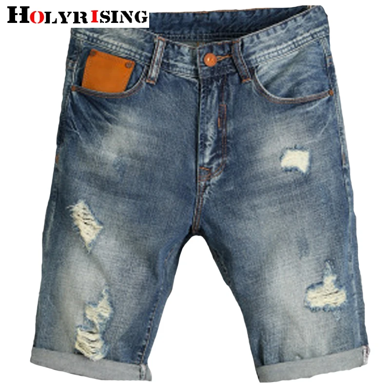 

Holyrising Summer Men denim Shorts Casual Hole Loose Short Homme Vintage Zipper Sweatpants Slim Shorts For Men Szie27-40 18737-5