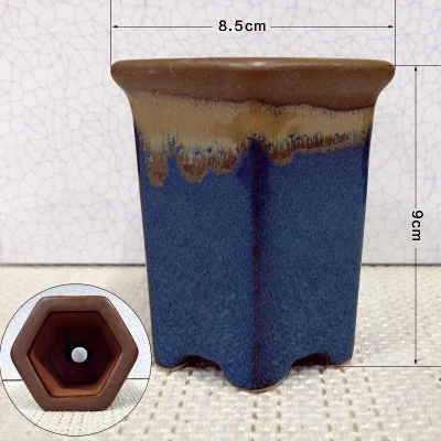 Контрактное печенье обжиг глазури цветочный горшок чистое и свежее мясистое растение Креативный цветочный горшок мини дом/сад/офис украшение - Цвет: Sapphire pentagon