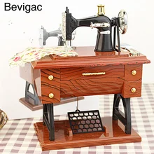 Bevigac Treadle Sewing Machine Style Musical Box Mini Handmade Classic Vintage Retro Birthday Gift Toy Music Box Home Decoration