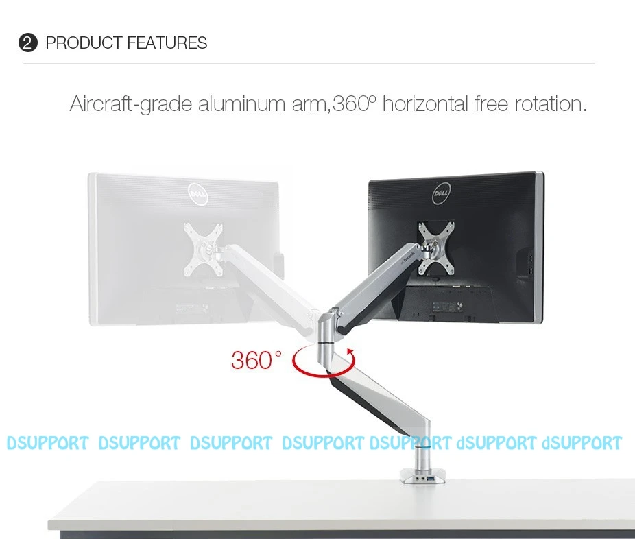 Loctek D7A алюминиевая газовая пружина полное движение настольный монитор держатель ЖК-Компьютер Крепление Arm загрузка 2-9kgs с аудио и USB портом
