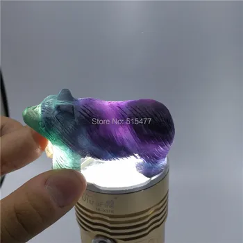 

wholesale Nautral rock hand carved crystal fluorite Polar bear for gift
