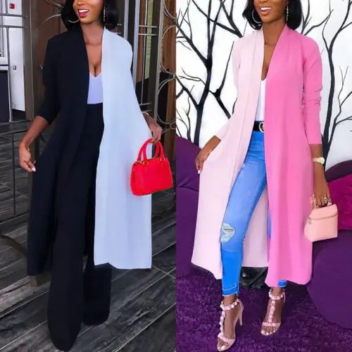 

Fashion Women Contrast Color Cardigan Blouse 2018 New Long Sleeve Cardigan Loose Summer Kimono Shawl Tops Blouse Coat S-XL