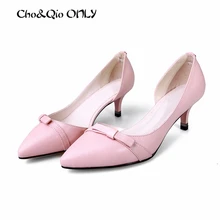 2017 New 100% Cow Leather Brand Pointed toe Thin Red Bottom High Heels Woman Shoes D`orsay Wedding Female Simple Women’s Pumps