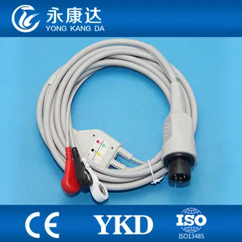 

Generic AAMI 3 Leads Patient Monitor ECG Cable with AHA/Snap 6Pins Plug