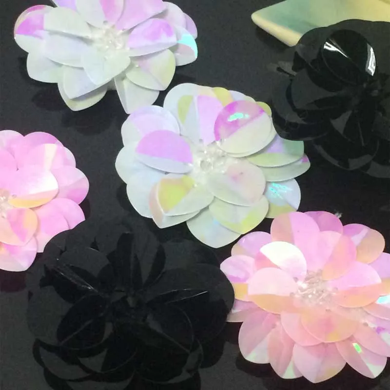 1pc 3D Handmade flowers beaded Patches for clothing DIY sew on sequins rhinestone parches floral embroidered applique patch | Дом и сад