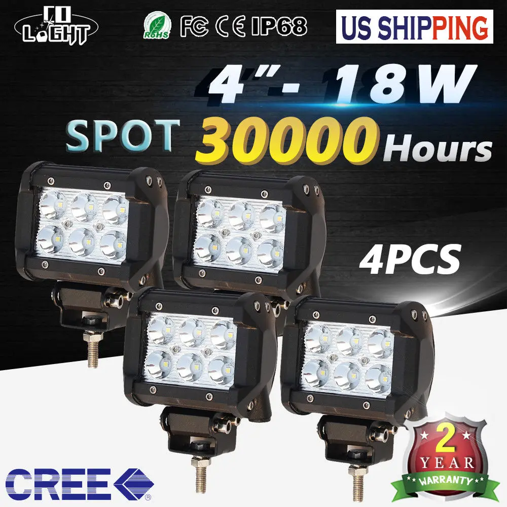 CO LIGHT светодиодный свет бар 4 дюйма 18 Вт точечный прожекторный дальний рабочий