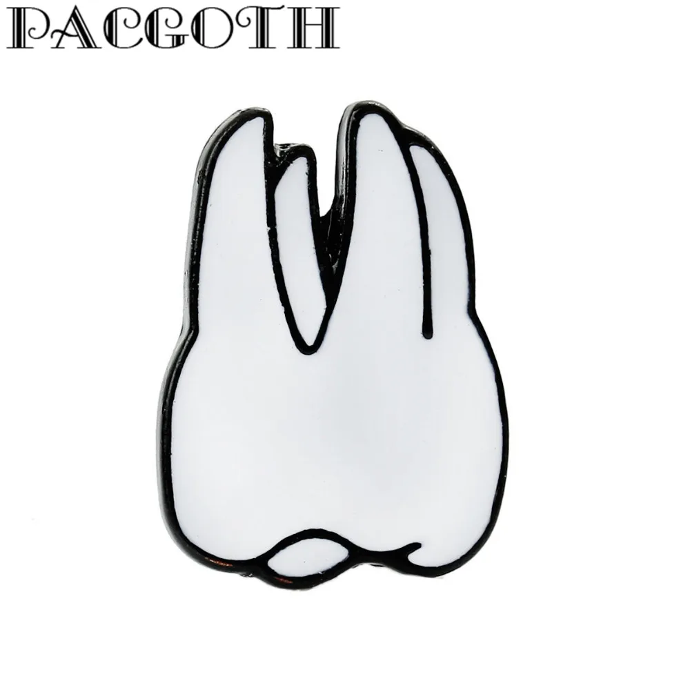 

PACGOTH Bag Accessory Pin Brooches Badge Woman's Bag Decoratio Tooth White Enamel 20mm x 15mm Europe Jewelry, 1 Piece