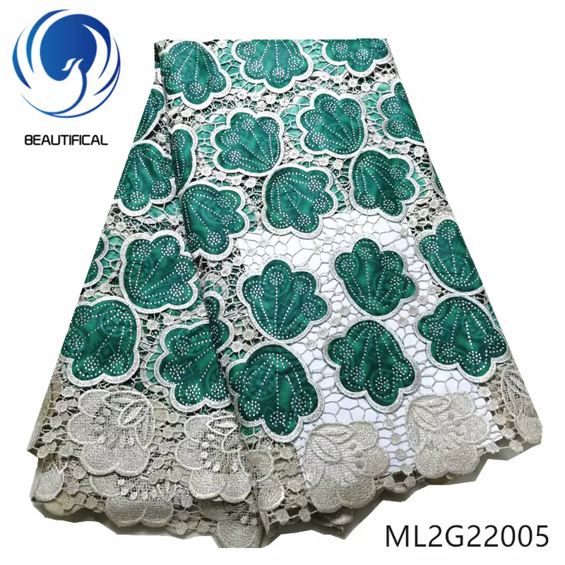 

BEAUTIFICAL Embroidery Nigerian Cord Lace Guipure with Wax Prints 2019 New Rhiestones Wax Cord Lace ML2G220