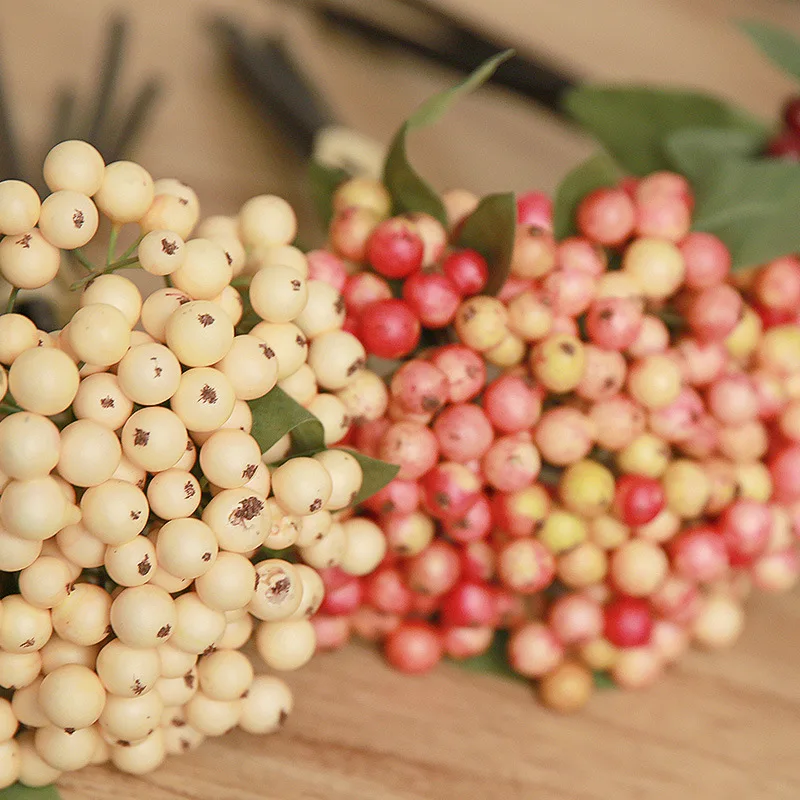 

Artificial Berries Home Decor Green Leaves Artificial Berries Milk White Artificial Flowers