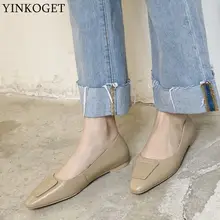 YINKOGET/вечерние женские туфли из натуральной кожи с острым носком на плоской подошве Удобные женские кроссовки на плоской подошве Размер: 34-43