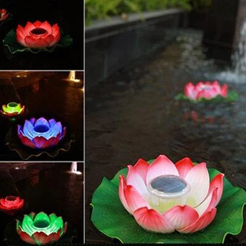 Bulbo de Luz Jardim ao ar Livre à Prova Solar Jardim Água Forma Lotus Luz Flutuante Flor Lâmpada Garden Pool Party Nightlight - d' 4 Bulbo de Luz SolarJardimJardim Ao Ar Livre