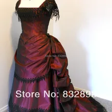 Бордовая тафта бальное платье/винтажные платья