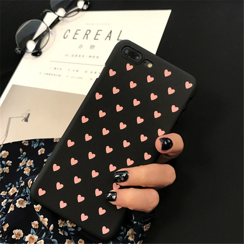 

Phone Case For iPhone 7 7 Plus iphone 6 6s Plus Fashion Cute Couple Love Heart Matte Hard PC Cover For iphone X 10 8 Case Coque