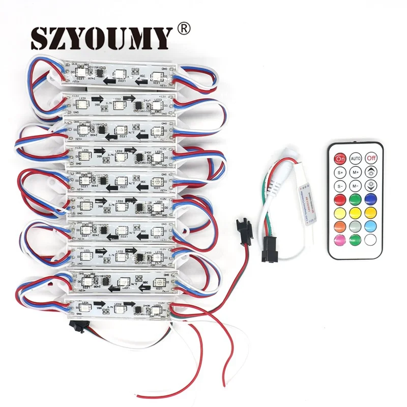 

SZYOUMY WS2811 2811 IC 3led/pcs 5050 RGB LED Pixel Digital Module String Light Waterproof DC12V + 1pcs Free Controller