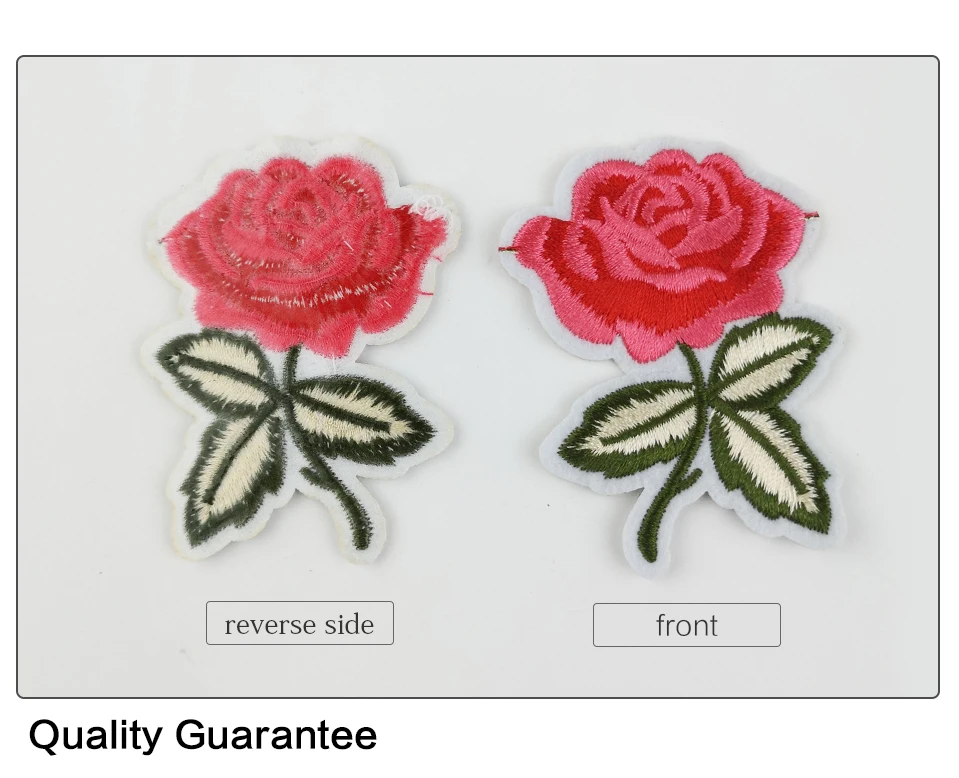 Flower Patch DIY Iron On Embroidery Flower Patches Red Rose 3D Embroidered Flower Applique Motif For Clothes Fabric              (3)