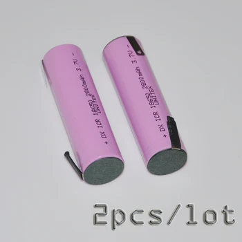 

2PCS/LOT 3.7V 18650 battery 2800mah rechargeable li-ion cell with welding tabs pins for LED Torch flashlight and DIY powerbank