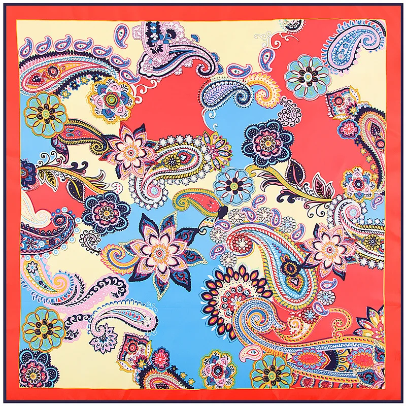 

Hot sale silk square scarf 100*100cm Women New Fashion nation wind cashew pattern high quality Fashion shawl scarves hijab