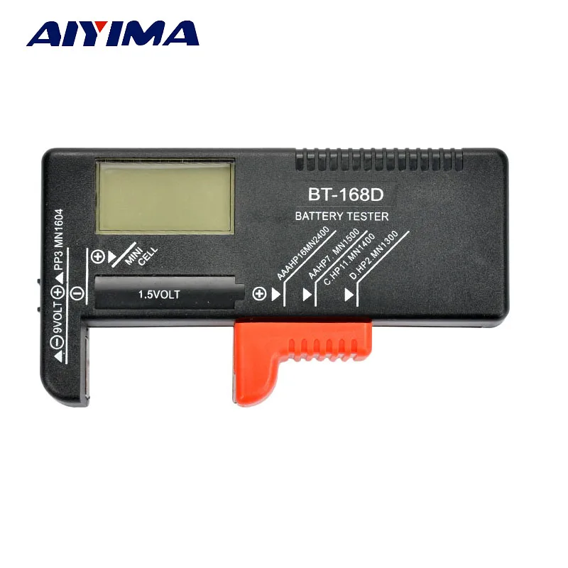

AIYIMA 1pcs Battery Tester Digital Display Voltage Detector For 9V 1.5V AA AAA Batteries Checker Dry Battery Power Tester