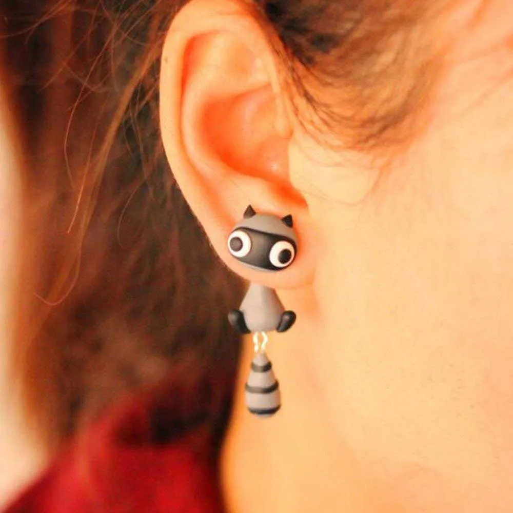 BigNoseDeer S925 argento sterling Orecchini Carino Piccolo scava fuori Gatto e Pesce moda gioielli Orecchini asimmetrici per le donne ragazze Regalo27