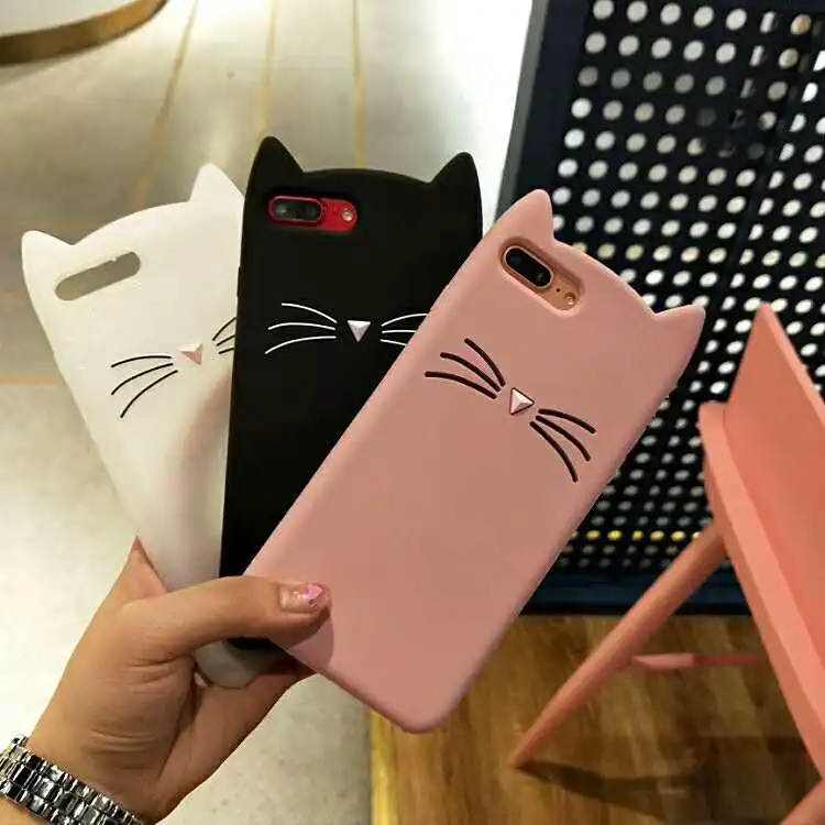 ZMASI 3D Moustache Cat Silicone Cell Case for iPhone 5 5s SE 8 7 6 6s plus Glitter Powder Soft Gel Back Funda Cover |