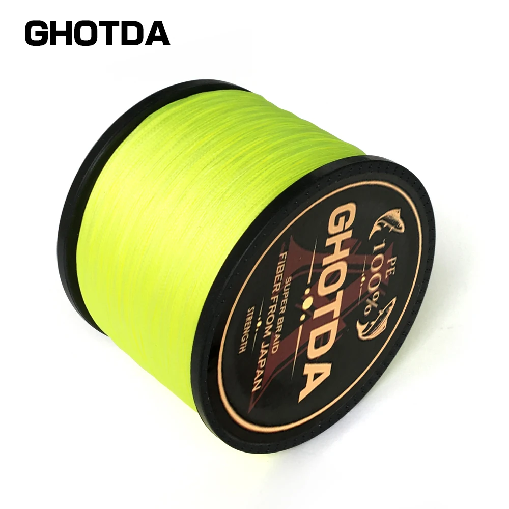 GHOTDA مضفر خط الصيد 8 السواحل الفلورسنت الأصفر 100 متر 150 متر 300 متر 500 متر 1000 متر الحبل ينها multifilamento 8 الصيد