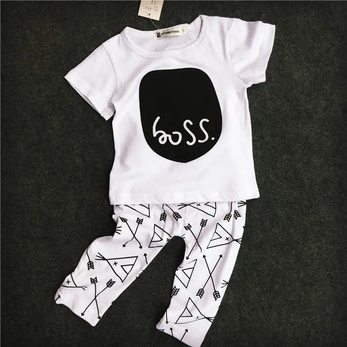 

2019 new design BOSS WOLF ELephant lovly Big Eye INS baby clothes set 0-2Y toddler children clothes baby summer suit