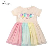 Г., фирменное элегантное Радужное платье для маленьких девочек фатиновое платье принцессы с объемным цветком, вечерние платья из тюля радужной расцветки