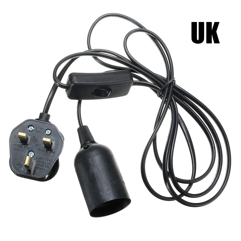 2 м кабель E27 Лампа Цоколь светильник держатель для Рептилий Керамический Инфракрасный Тепловой Излучатель лампа светильник США ЕС Великобритания разъем AU - Цвет: UK Plug