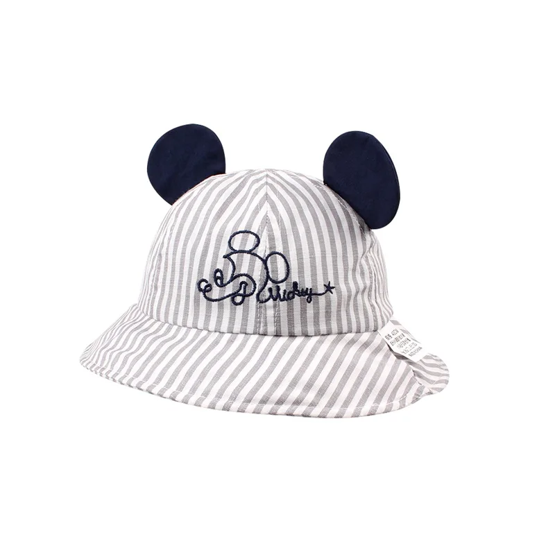Striped Cartoon Baby Hat Mouse Ears Cute Baby Cap Breathable Wide Brim Baby Boys Hat Summer Lace Up Sun Cap Baby Girls Clothing (9)