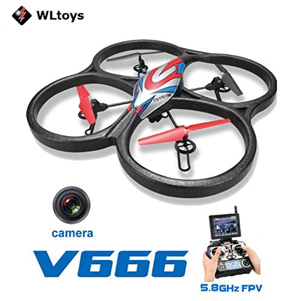 WLtoys V666 4-CH 360 Flips 2.4GHz Radio Control RC Quadcopter with 6-Axis Gyro 720P Camera FPV Monitor RTF