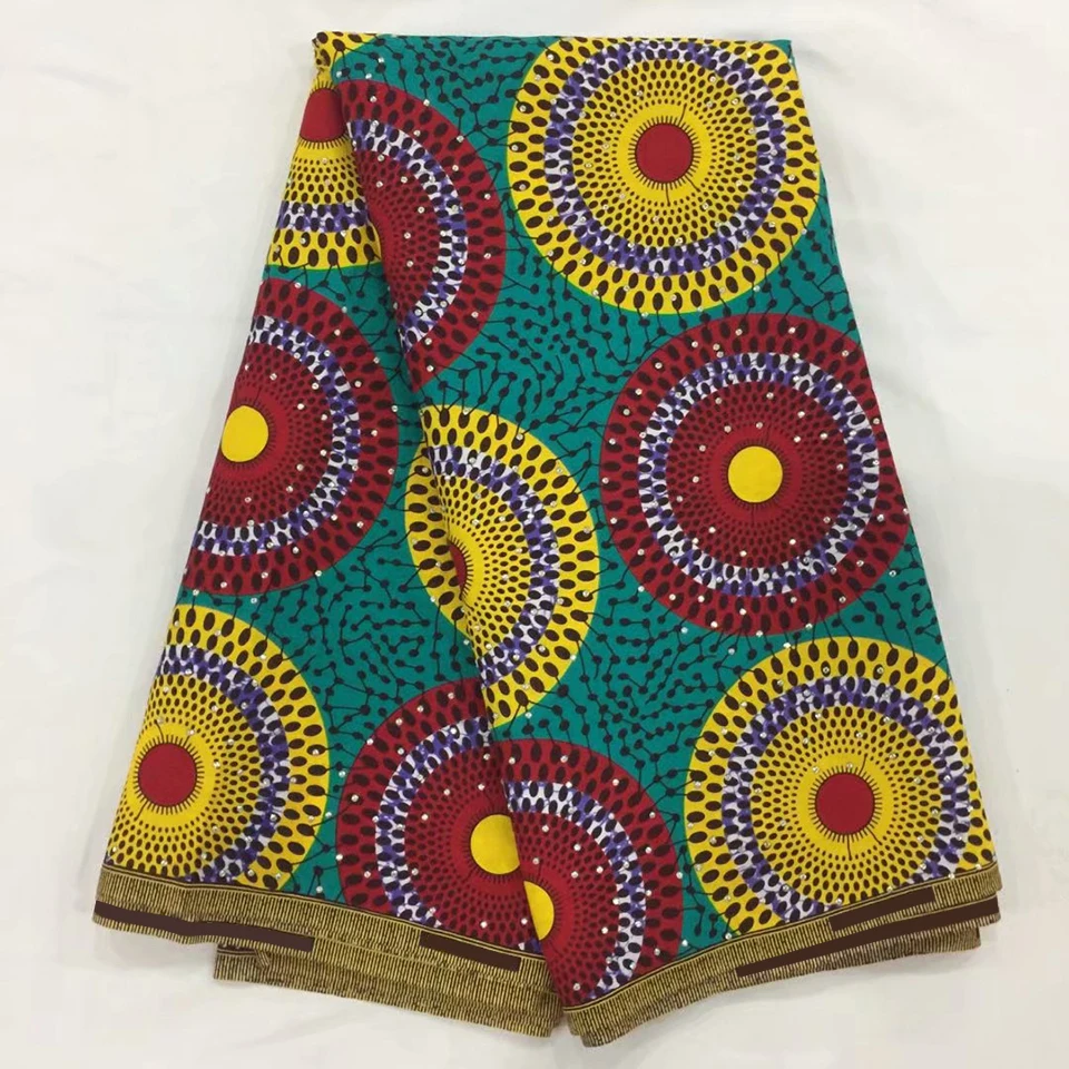 

Blue Mitex Holland Wax Print /African Fabrics Wax Print /Kitenge with glitter Rhinestones 6yards TNTZ-38