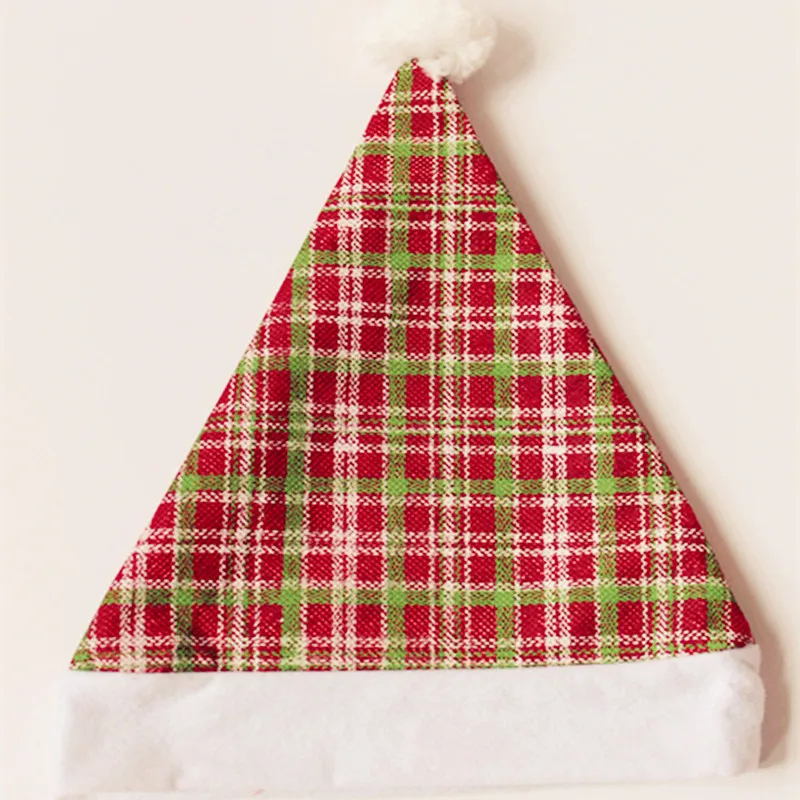 1 шт. Рождественская шапка Санта Клауса шапки в клетку для взрослых и детей новогодние подарки набор для домашней вечеринки