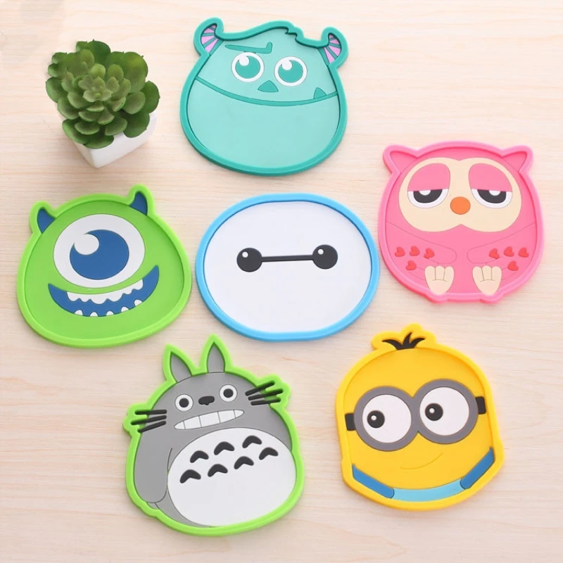

1 Pcs Silicone Dining Table Placemat Coaster Kitchen Accessories Mat Cup Bar Mug Cartoon Animal Owl Totoro Minions Drink Pads