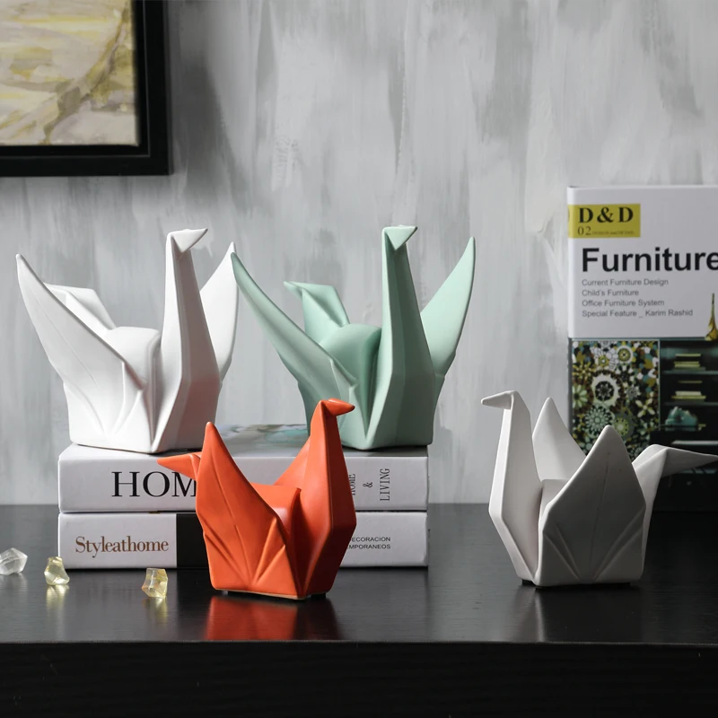 

Abstract Geometry Origami Close To You Statue Aanimal Figurine Ceramic Sculpture For Home Decorations Gifts L2864